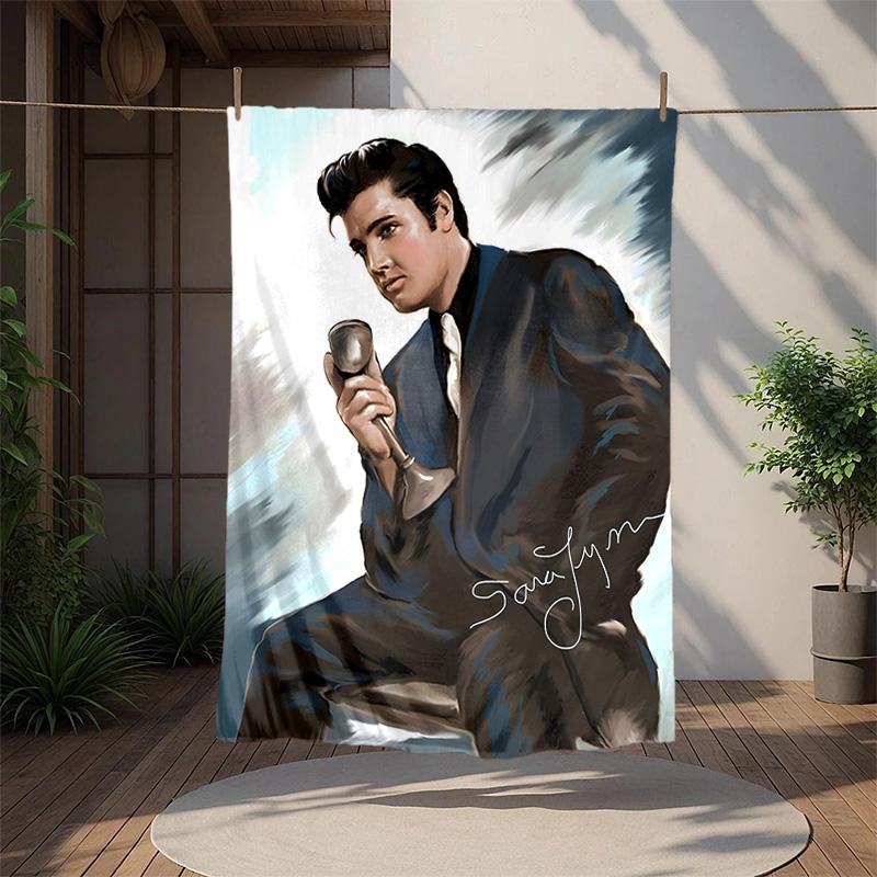 Elvis Flannel Blanket Soft Warm All-Season Throw, Design for Camping, Car Travel, Hiking Sofa, Bed, Office Perfect Gift for Parties