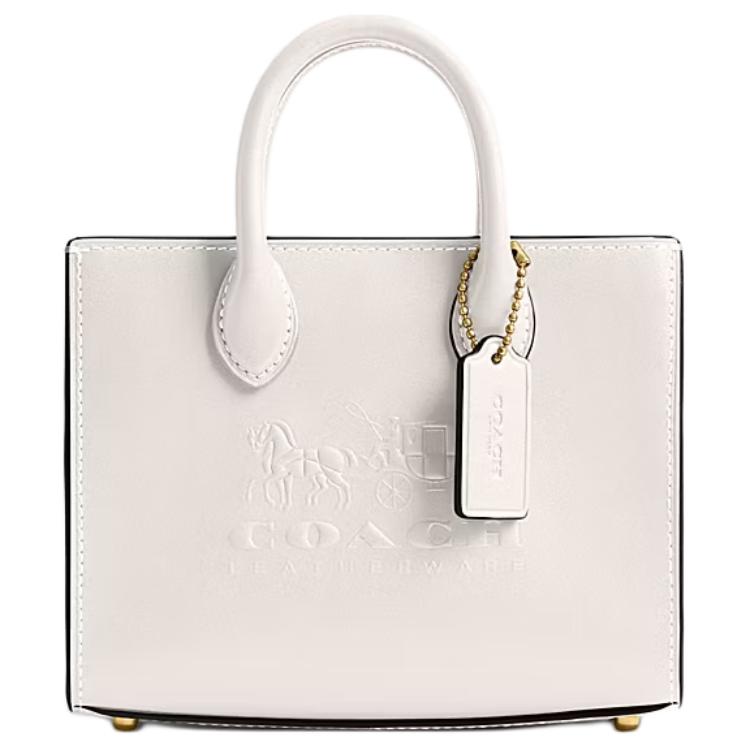 COACH Ace Cow Leather Tote Bag, Shopping Bag, Shoulder Bag, Crossbody Bag, Handbag Small Women's Chalk White CT889-B4HA