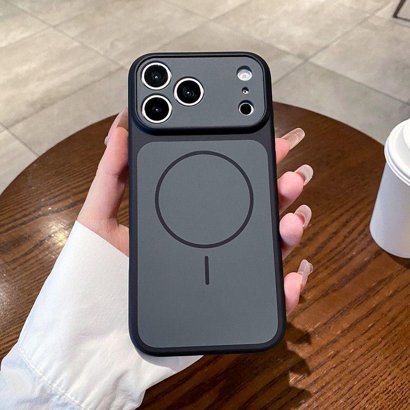 Магнитный чехол с полным покрытием, совместимый с AI-камерой, для Apple iPhone 17 Pro Max - Дизайн Color Block с ощущением кожи