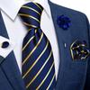 Classic 8.5cm Necktie Set for Men Striped Tie Silk Tie With Brooch Pin Hanky Cufflink Business Party