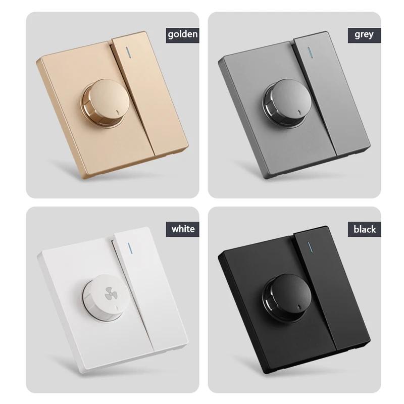 Серый матовый Eu универсальный 1-клавишный 2-позиционный выключатель света с переключателем скорости вращения вентилятора, панель управления потолочным вентилятором вытяжки переменного тока 110-250 В