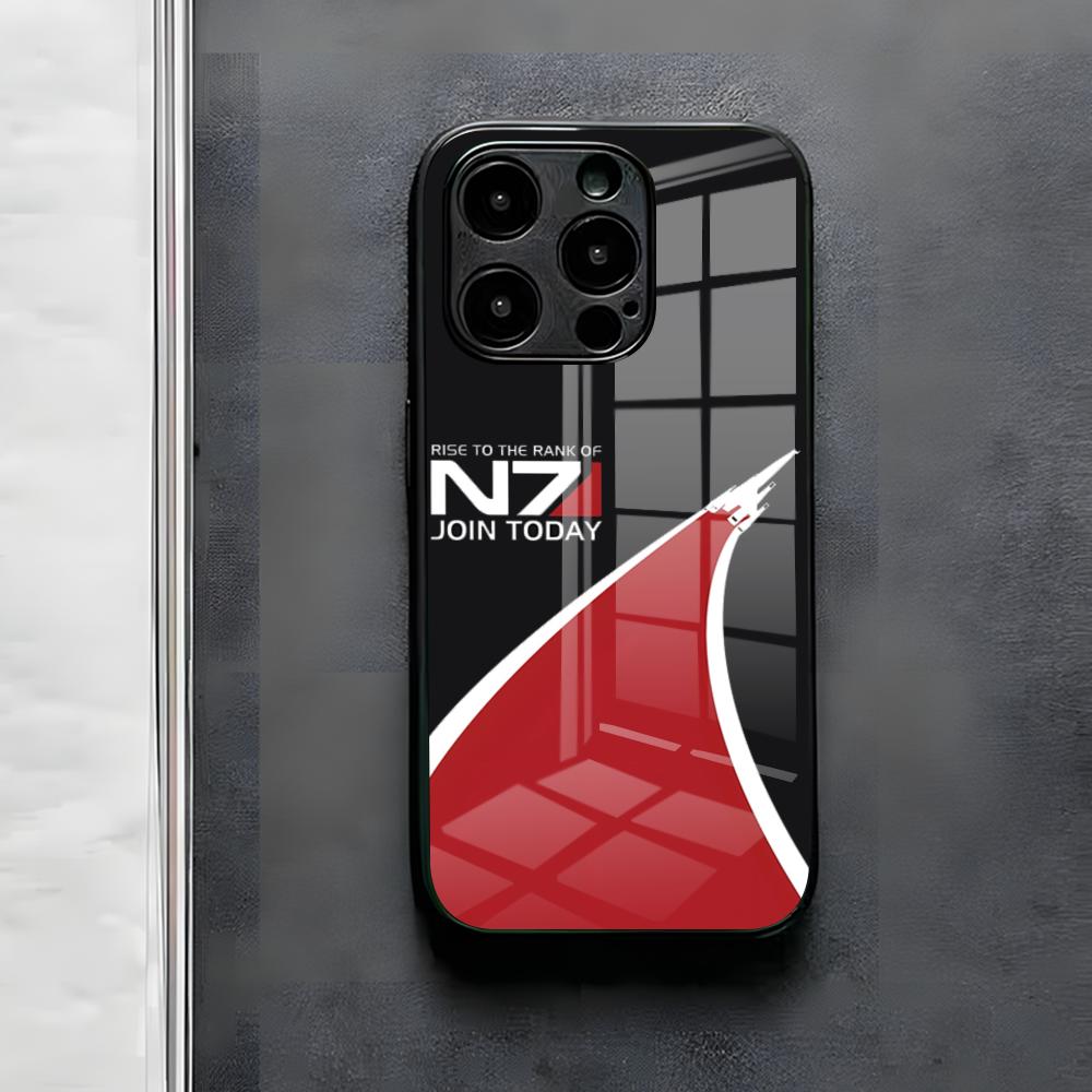 Чехол для телефона N7 Mass Effect для iPhone 17 Air 16 E Pro Max 15 14 13 Mini 12 Pro 11 Max Plus Черная стеклянная крышка