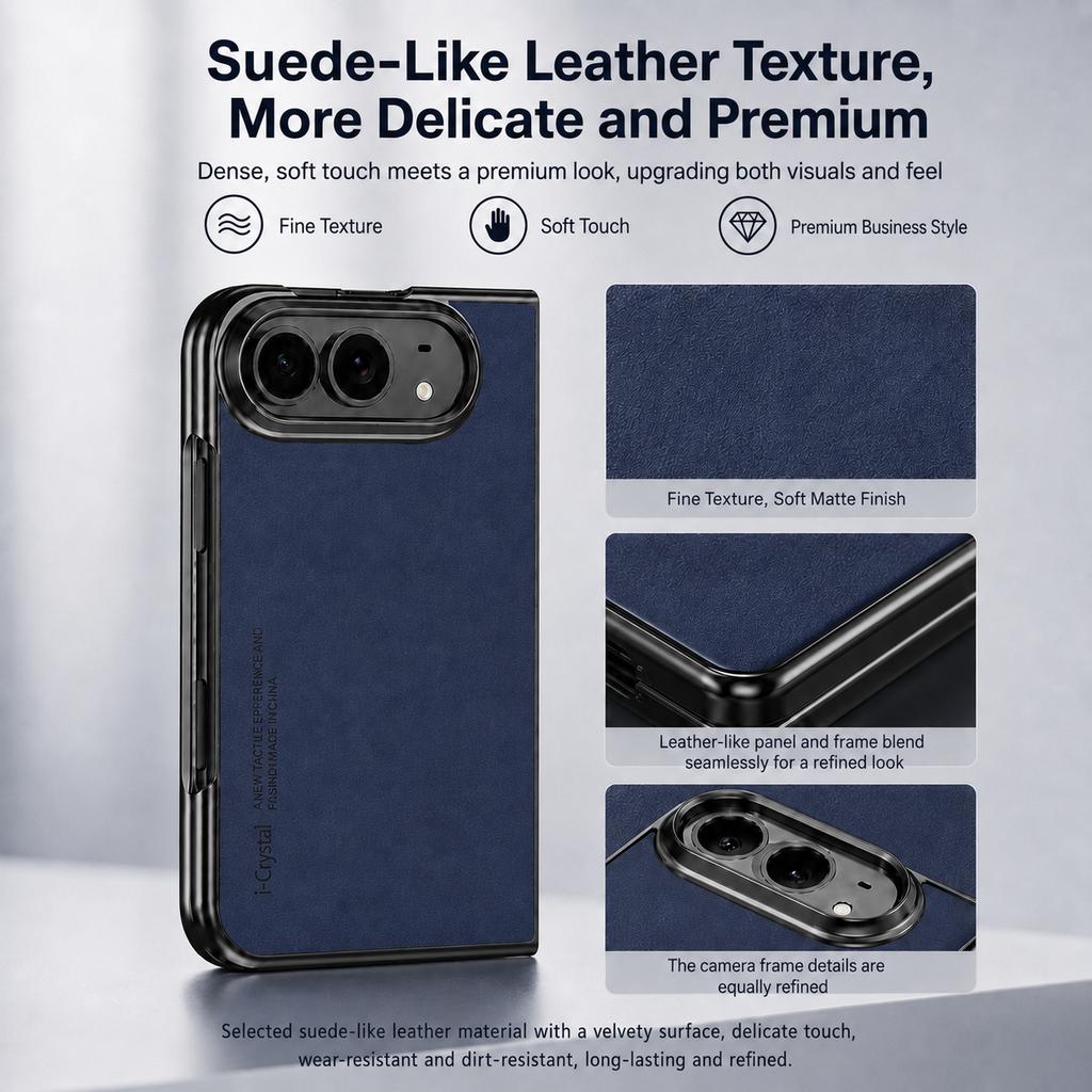 Business Leather Phone Case For Apple Iphone 18 Ultra Front Screen Tempered Film Sheepskin Folding Phone Cover Soft Touch Shell