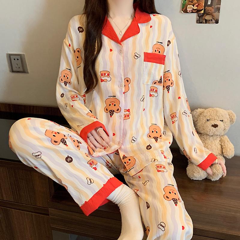 Cloud Cotton Pajamas Women'S Long-Sleeved Cardigan Cute Cartoon Girl Style Loungewear Suit