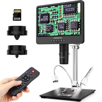 Цифровой микроскоп Andonstar AD249S HDMI с паяльником, микроскоп с металлическим 2000X, 3 линзы, набор для монет, детский и совместимый с Windows 10,1''