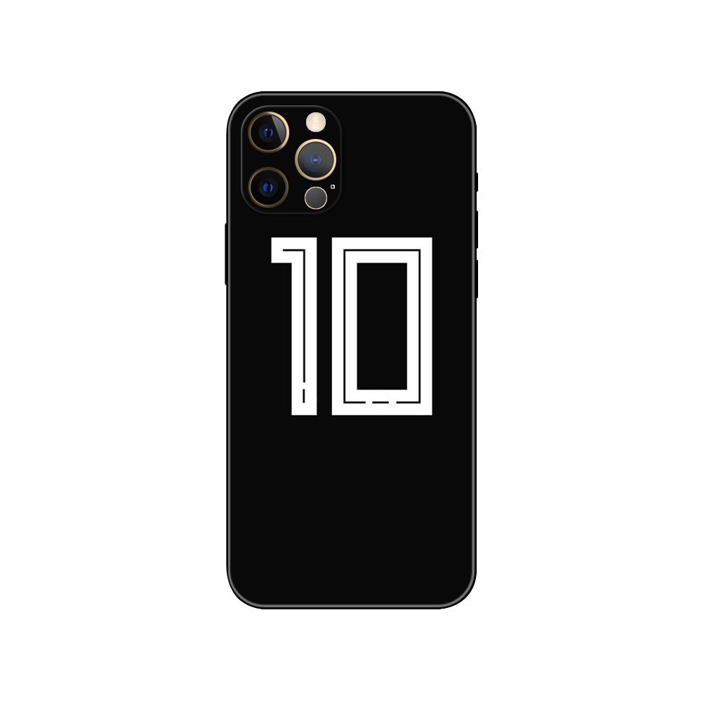 Чехол для телефона с футбольным номером для iPhone 14 5S 2020se 6 6s 7 8 plus x 10 XR XS 11 12 13 mini pro MAX, черная задняя крышка из ТПУ