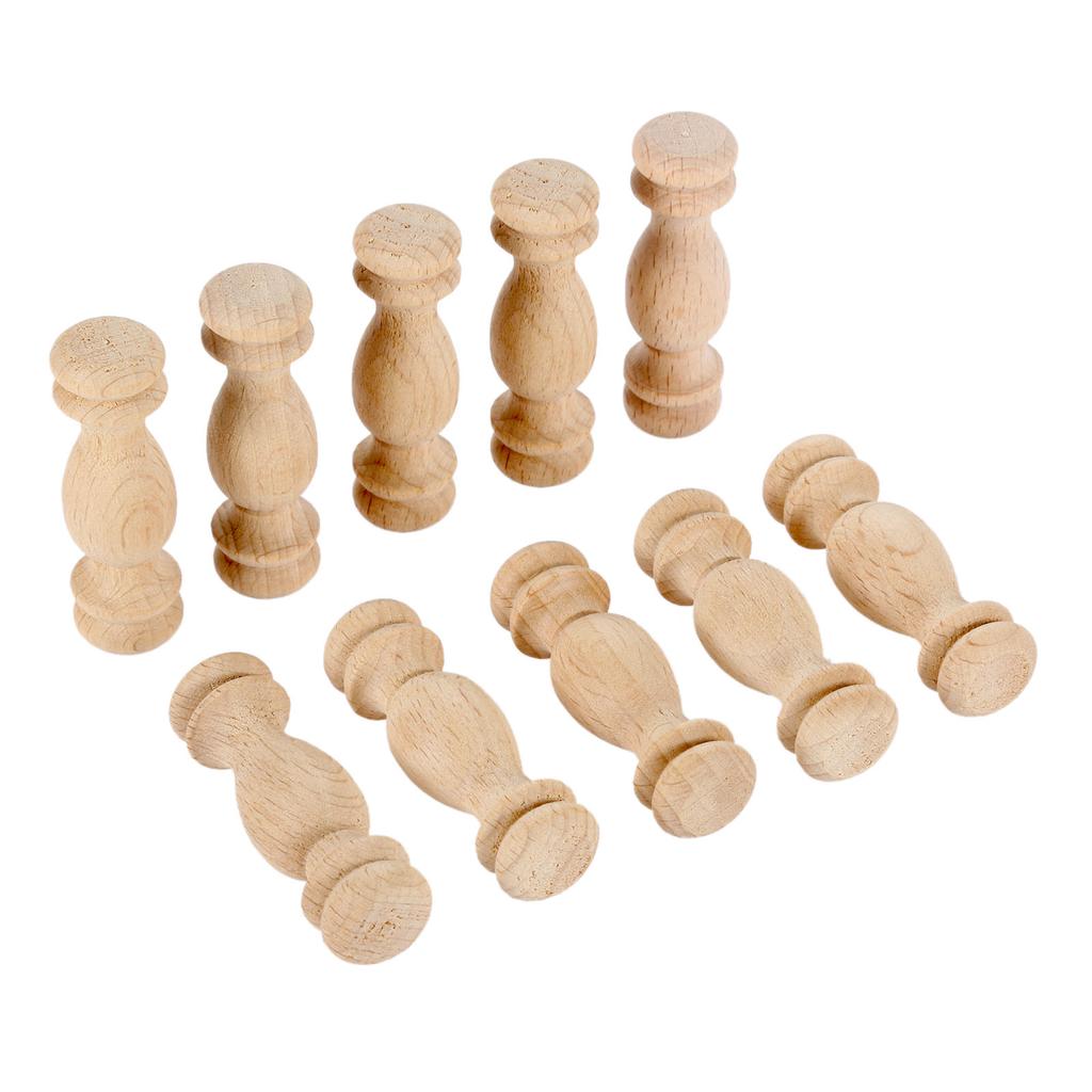 10 шт. Неокрашенные Необработанные Деревянные Поделки Колонна Моста Коридора Деревянный Забор Бусины Токарная Обработка Маленькая Аппликация Винтажный Декор Дома Свадьбы