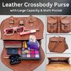 New Genuine Brown Leather Messenger Bag for Women - Large Crossbody Purse, Vintage Shoulder Satchel Handbag, Saddle Crossover Bag