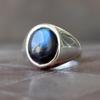 Лабрадорит Синий Огонь Драгоценный камень Серебро 925 пробы Артистичное Унисекс Кольцо