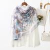Autumn Thin Watercolor Flower Print Versatile Long Towel High Sense Women Outside Commuter Simple Shawl Beach Towel
