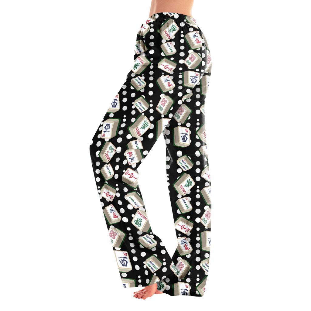 Adult Pajama Pants Sleepwear Casual Drawstring Elastic Waist Pants Comfortable Straight Yoga Loose Trousers