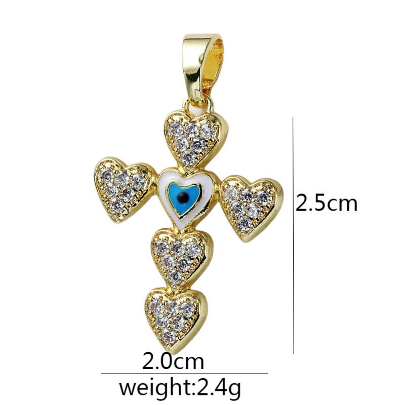 Подвеска из микроциркония с медной инкрустацией, крест, сохраняющий цвет, аксессуары для ожерелья из меди с позолотой.