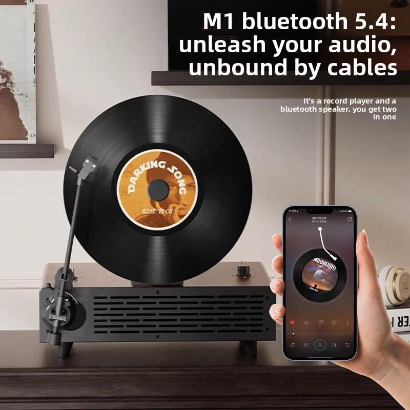 Modern Luxury Retro Vinyl Record Player, Wireless Bluetooth Turntable, Vintage Phonograph, Decorative Home Accent for Living Room, Study
