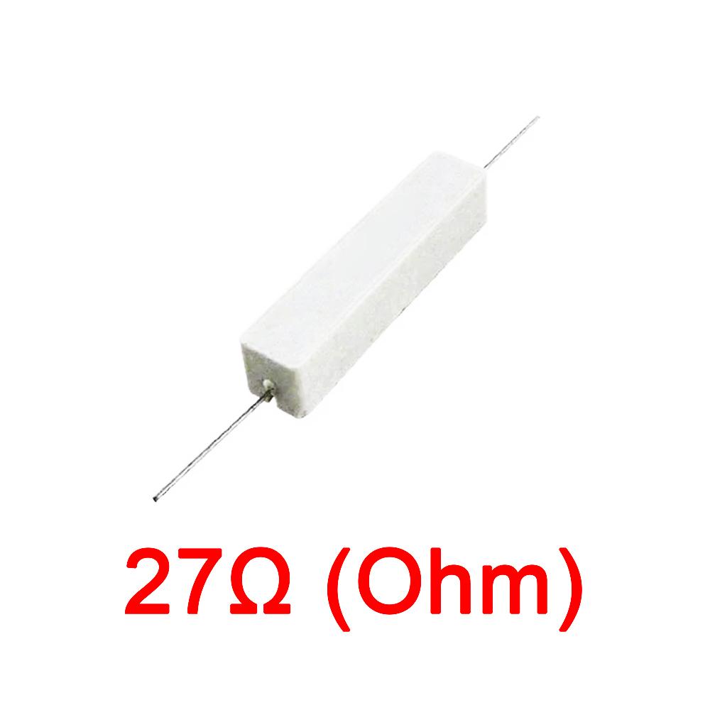10PCS Wirewound Ceramic Cement Power Resistor Fixed Horizontal 20W Watt 0.1ohm - 100Kohm Vertical Axial Lead Resistance 5% 0.1/0.22/0.47/100/1K R Ohm