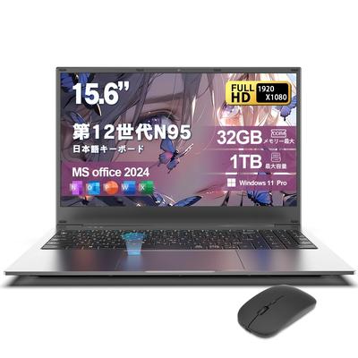 Ноутбук VETESA с Office Intel N95 4C4T 16 ГБ ОЗУ 1 ТБ 2280 Windows 11 Pro 2025 1920x1080 IPS Тонкий 5 Отпечатков пальцев Японская и Мышь Идеально для Онлайн