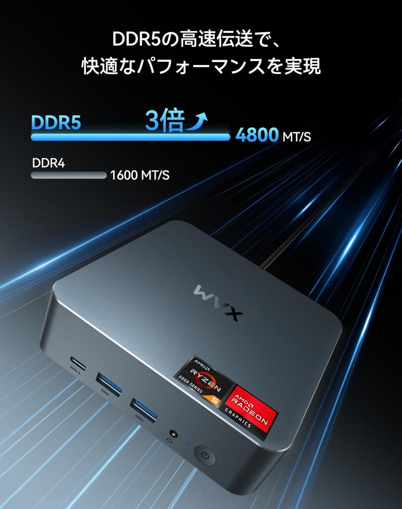 WVX Mini PC Ryzen to up to 16GB 512GB Fast Heat HDMI USB WiFi 6 and BT with Office (equivalent i7-11800H, 4.50GHz), DDR5, SSD, Quad-Screen Output,