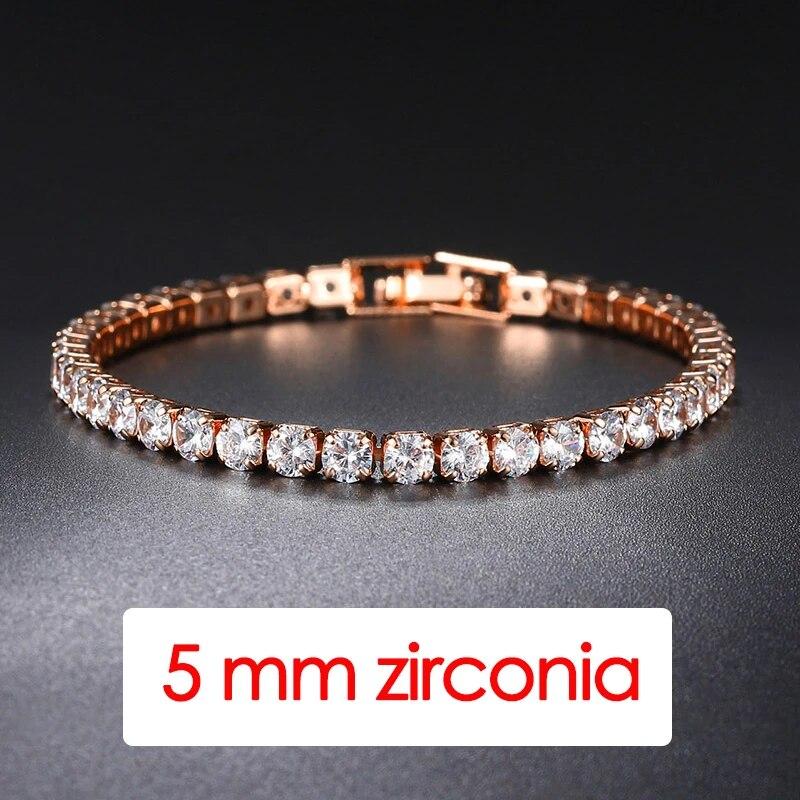 Hiphop Tennis Bracelet Homme Iced Out 3/4/5mm Cubic Zirconia Mens Crystal Chain On The Hand Hip-hop Streetwear Jewelry Male H086
