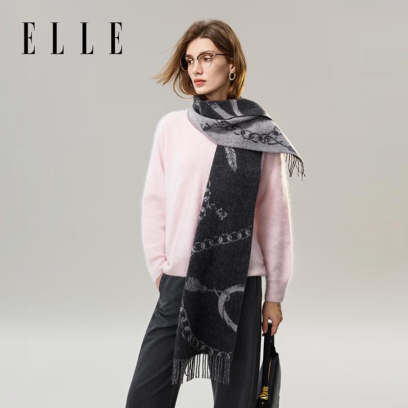 ELLE 100% Merino Wool Jacquard Scarf