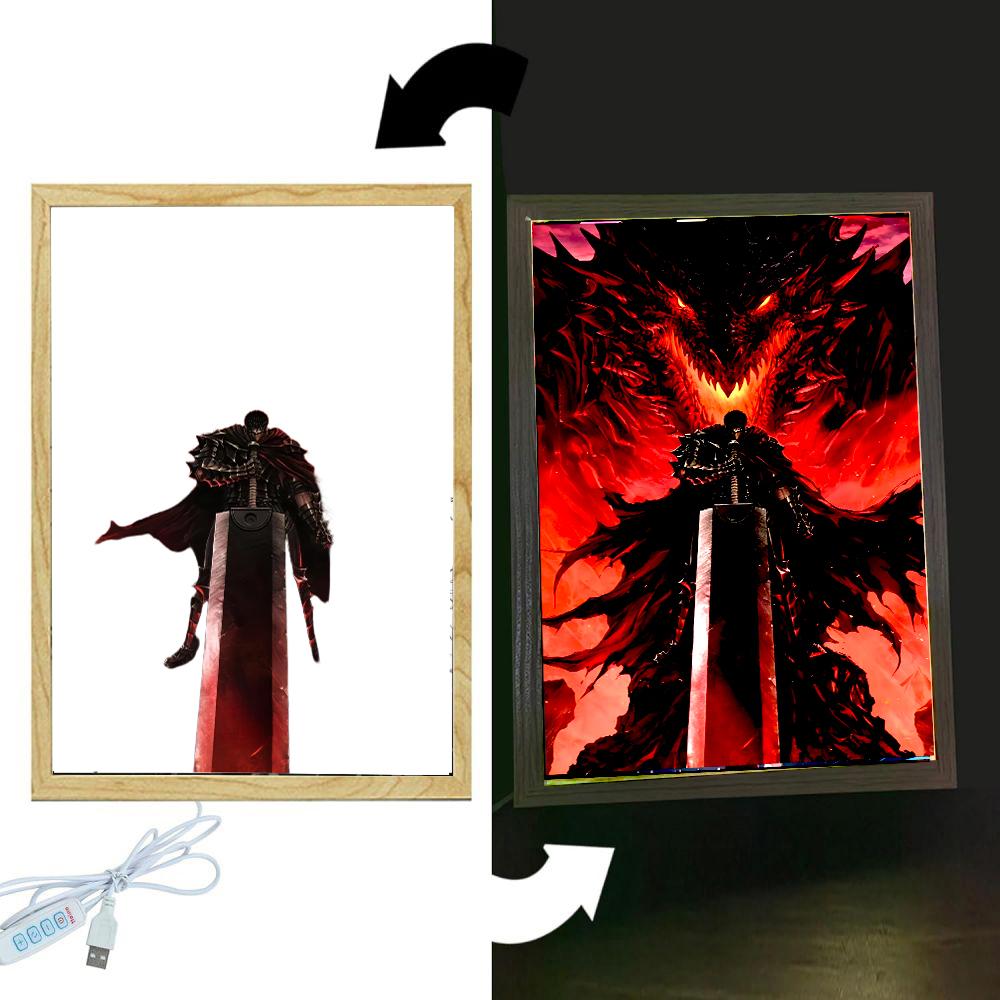 Anime Figure Berserk Behelit Light Painting Photo Frame Night Light Griffith Beherit Action Figures Room Decor Christmas Gifts