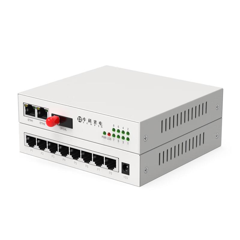 Zhongke 4-Channel Telephone & Dual 100M Ethernet Optical Transceiver