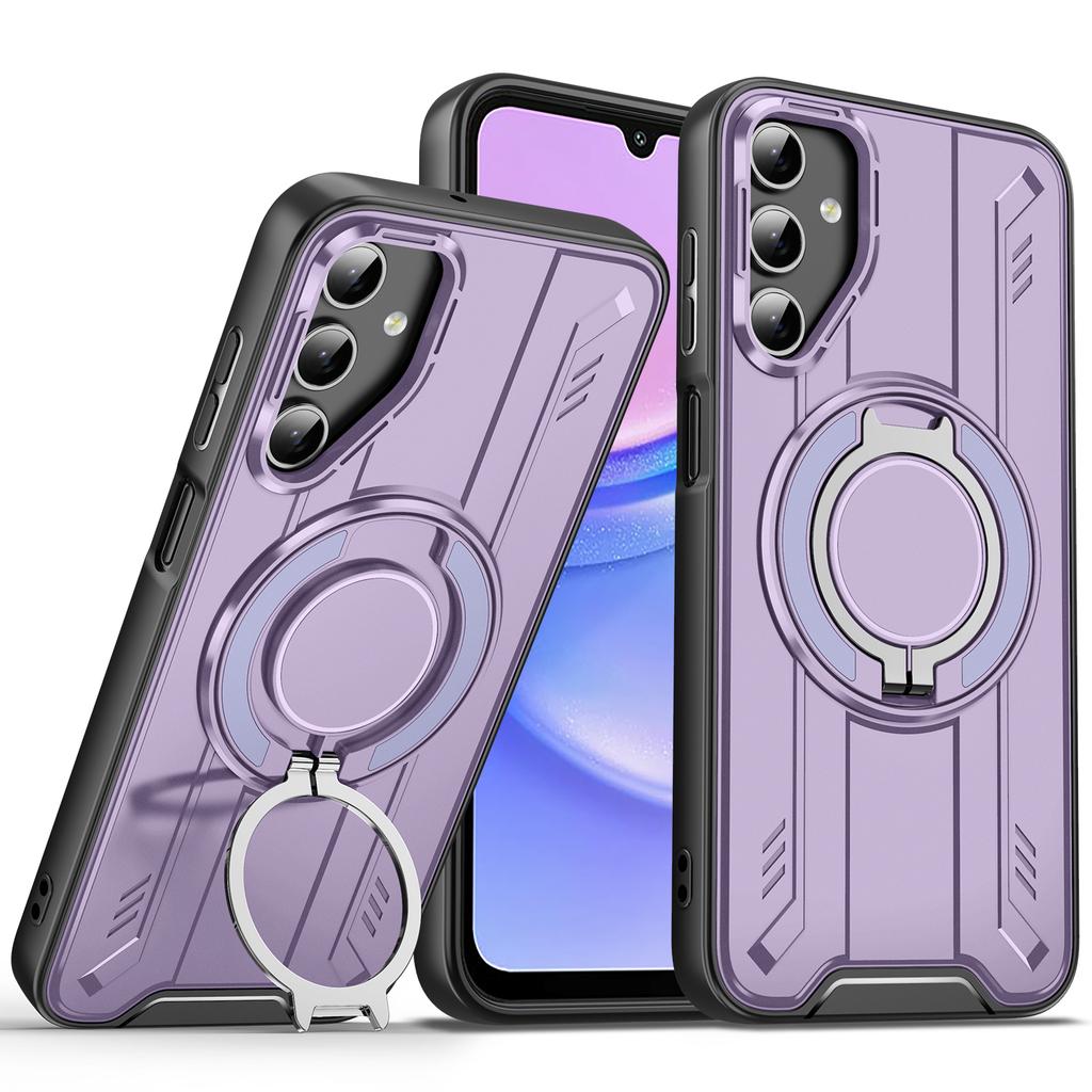 For Samsung Galaxy A55 5G Magnetic Case Rotating Ring Kickstand PC + TPU Shockproof Phone Cover