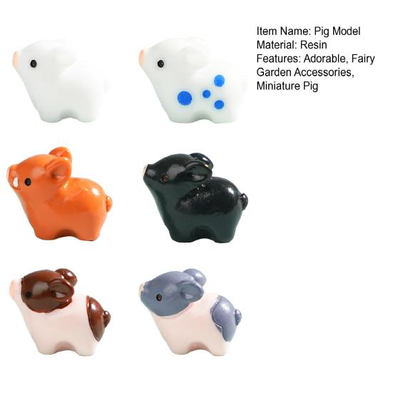 Yousheng 6 шт. Миниатюрная фигурка свиньи из смолы, украшение в виде свиньи, декор для кашпо, мультяшная статуэтка мини-свиньи для мха, микроландшафт, садовые аксессуары для фей