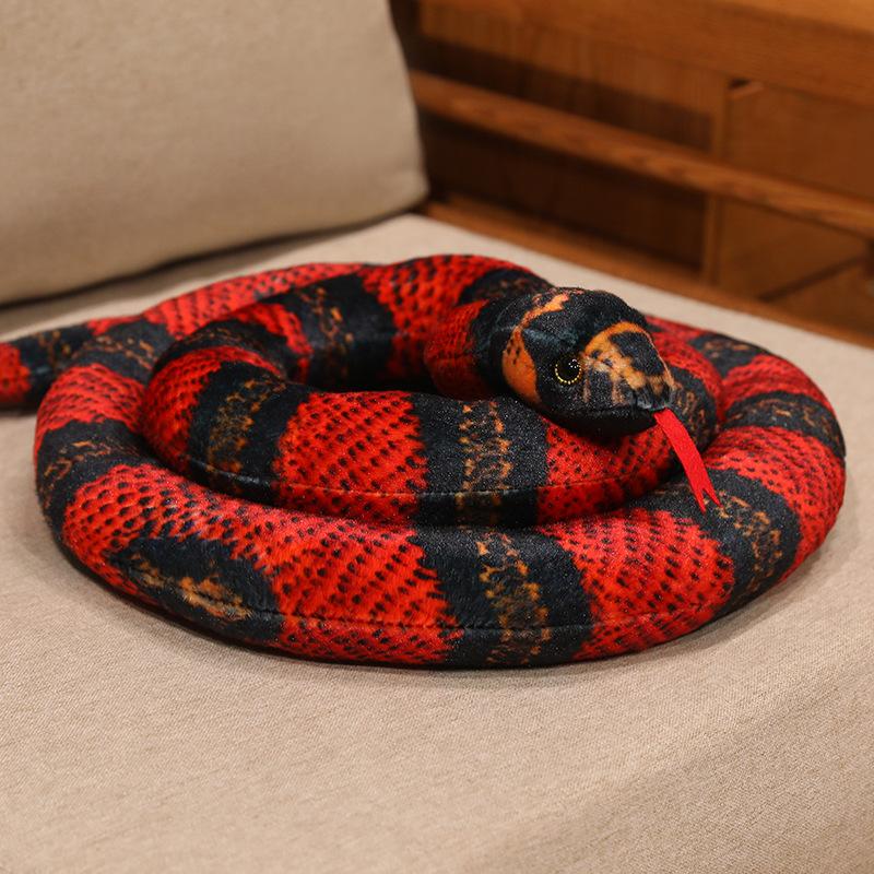 130~300Cm Like Real Colorful Snake Doll Stuffed Long Scary Animal Tongue Out Darkness Party Prop Decor Man Gift