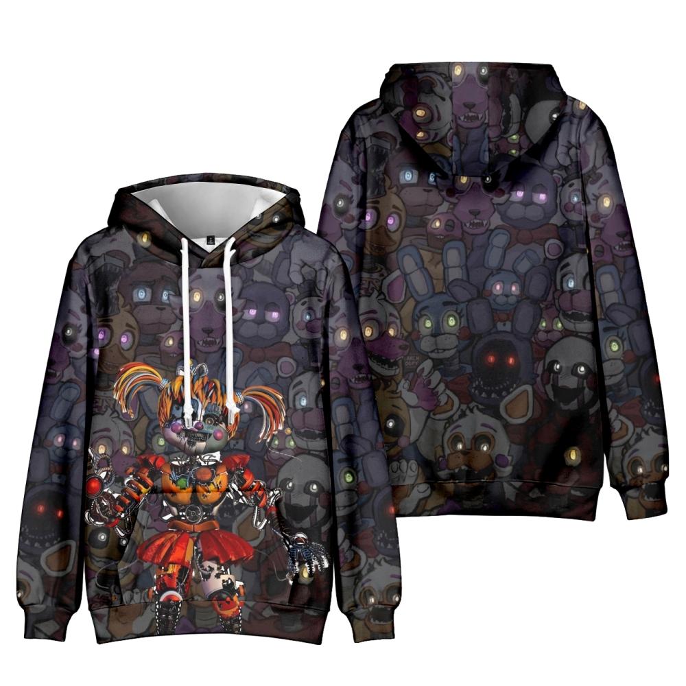 Men Women Hoodie Streetwear Casual Five Nights At Freddy's Cartoon Printed Hooded Pullover Sweatshirts