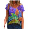 5XL Повседневная летняя футболка для женщин 2021 года, новые свободные топы с коротким рукавом и V-образным вырезом, уличные женские футболки с цветочным принтом