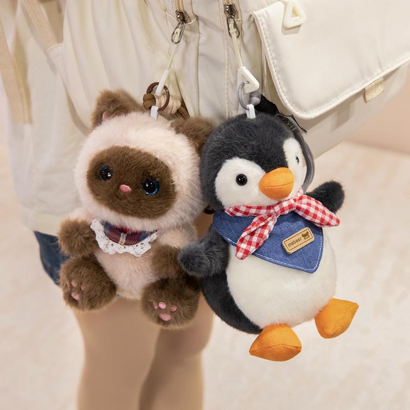 Cartoon Animal Stuffed Doll - Fluffy Plush Toy with Penguin Kitten Bear Duck Dinosaur, Cute Collectible Gift,Decoration