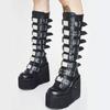 Women's Boots Plus Size Gothic Style Cool Punk Motorcycles Boots Female Platform Wedges High Heels Calf Boots
