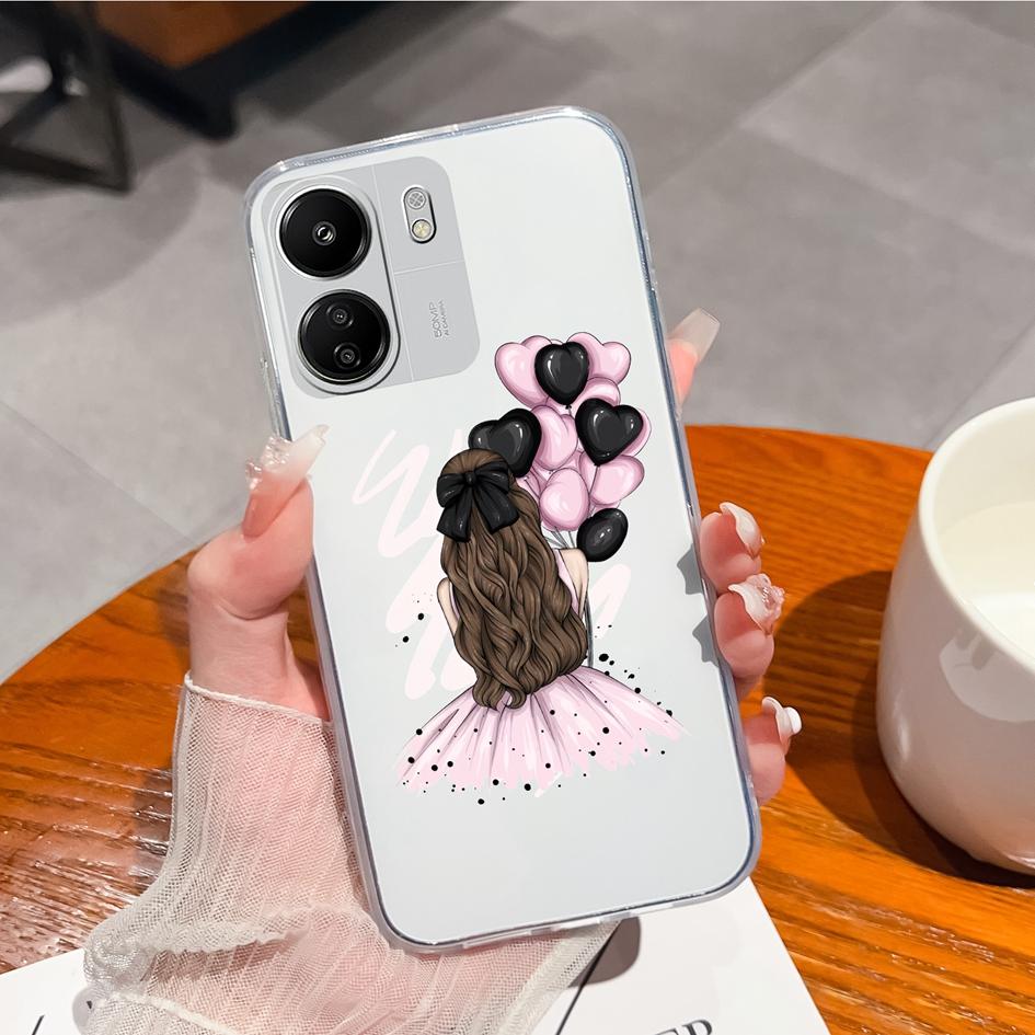 Для Xiaomi Redmi Note 13 Pro + 12S K70E K60 Ultra A3 13C Чехол-бампер Модная девушка-космонавт Противоударный прозрачный силиконовый чехол из ТПУ для задней панели Корпус для Redmi