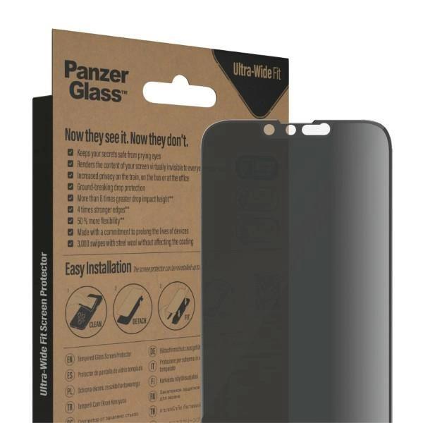 Tempered Glass Panzerglass Ultra-Wide Fit Antibacterial Privacy For iPhone 14 / 13 Pro / 13