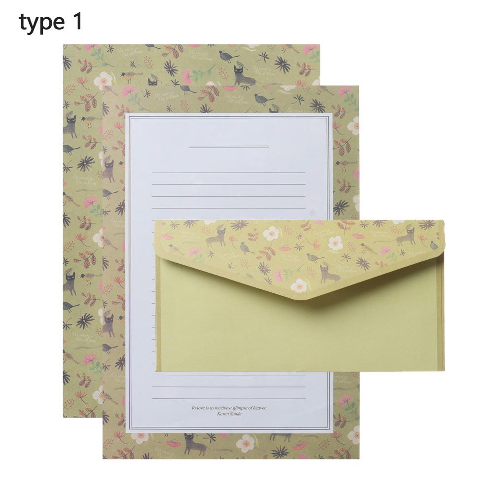 Винтажная цветочная писчая бумага для печати 6 шт. разного дизайна, канцелярские товары для писем с 3 конвертами