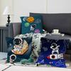 Astronaut Rocket Cover With Short Plush Print For Living Room Sofa Decoration Cushion Cover Pillow Covers