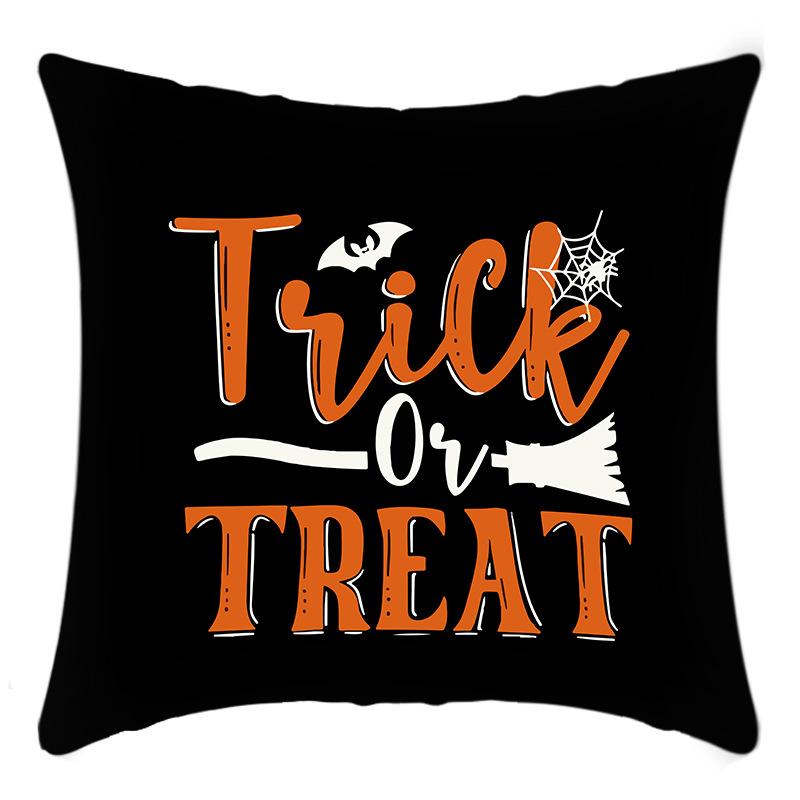 Черно-белая наволочка с тыквой, мультяшный принт, Хэллоуин, украшение для дома, полиэстеровая наволочка