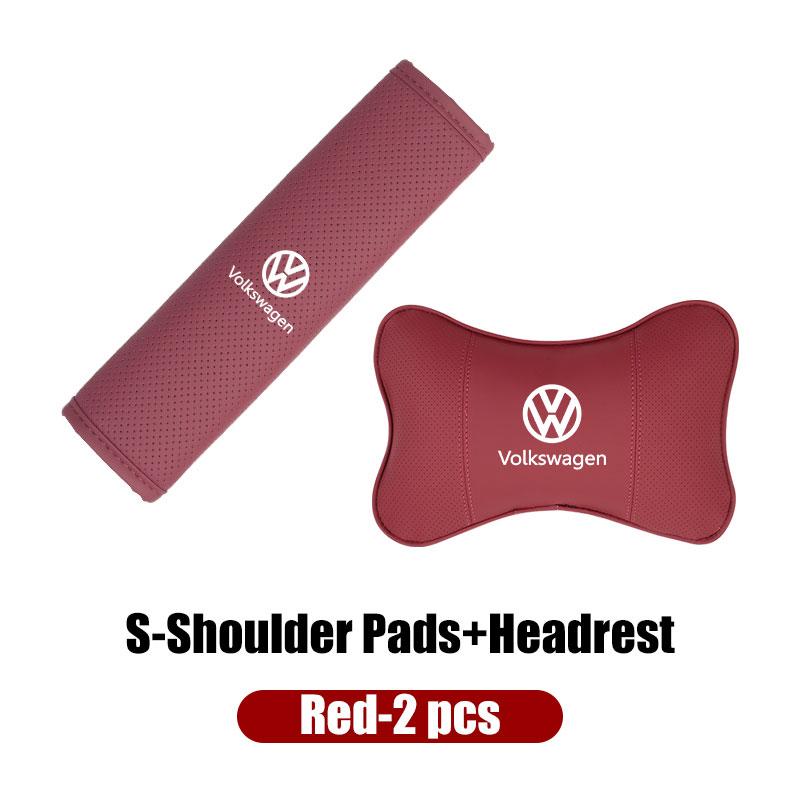 For Volkswagen VW Set Car Head Neck Rest Pillow Seat Belt Pads Headrest Cover Golf 4 5 6 7 Polo Jetta Sagitar Magotan Passat B5 pn2
