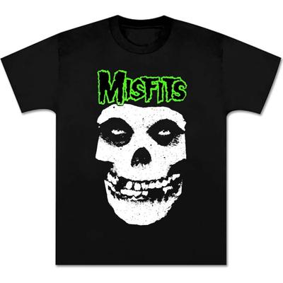 Футболка Misfits Ретро Панк-рок группа Унисекс Посадка Мужская Новинка Зеленый Графический Принт Мягкий Хлопок Футболка Винтаж Молодежный Черный