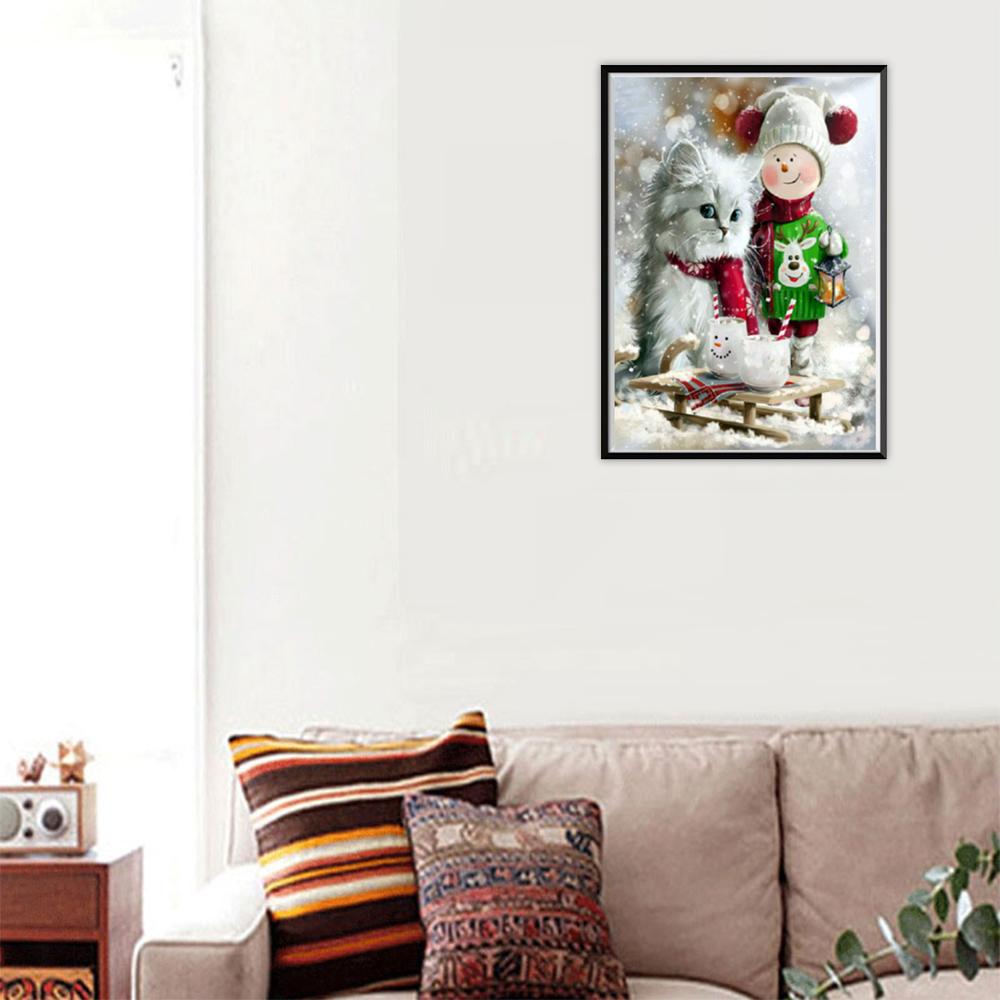 Christmas Diy Diamond Painting Full Diamond Santa Claus Round Diamond Embroidery 5D Snowman House Cross Stitch Home Decoration