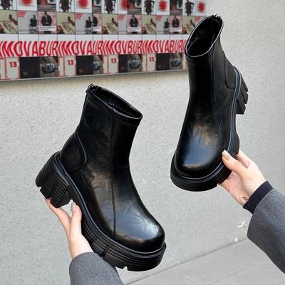 Платформенные ботинки Мартин женские новые осенне-зимние туфли на высоком каблуке маленькие ботильоны универсальные тонкие короткие ботинки