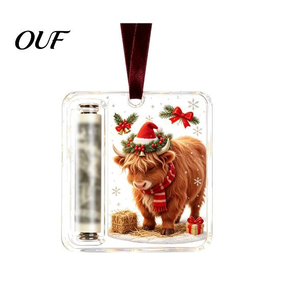 Rolled Money Holder Christmas Ornaments for Cash, Clear Acrylic Xmas Tree Cash Decorative Container Gift Hanging Decorations Holiday Party Favors,