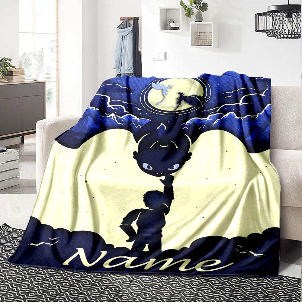Customiz Name Personality How to Train Your Dragon Toothless Blanket Soft &Warm Sofa Office Bed Travel Lunch Break Blanket, Gift Suitable All Seasons