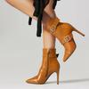 Krazing Pot PU Autumn Winter Shoes Super Stiletto High Heels Stone Party Keep Warm Metal Buckle Ankle Boots