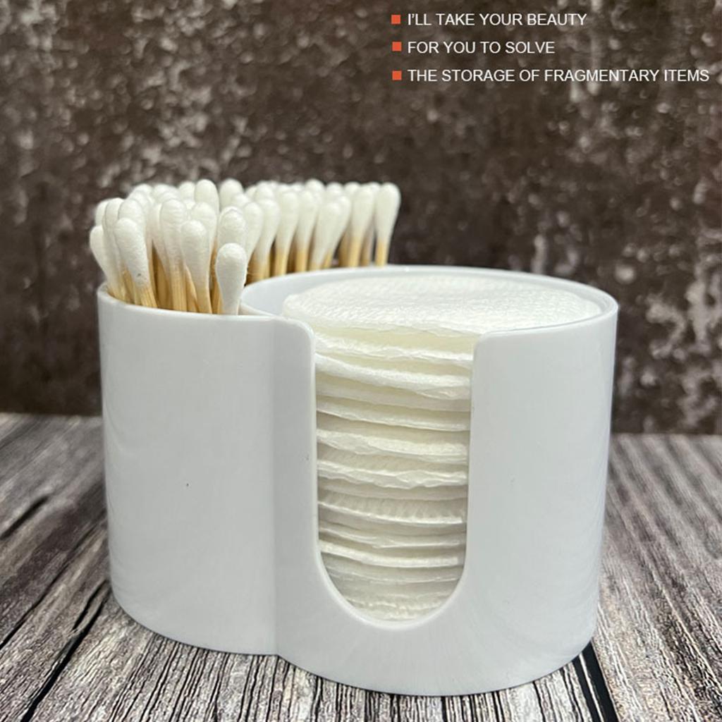 Duals Compartment Plastic Storage Container for Cotton Swabs and Makeup Pads Bathroom Countertop Organiser