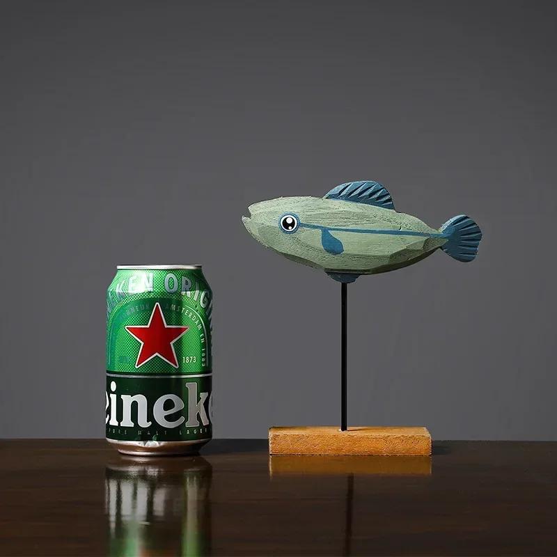 Скандинавский стиль Креативное деревянное украшение в виде рыбы Ручная работа Декор Настольный Гостиная Детская комната Украшение Подарок