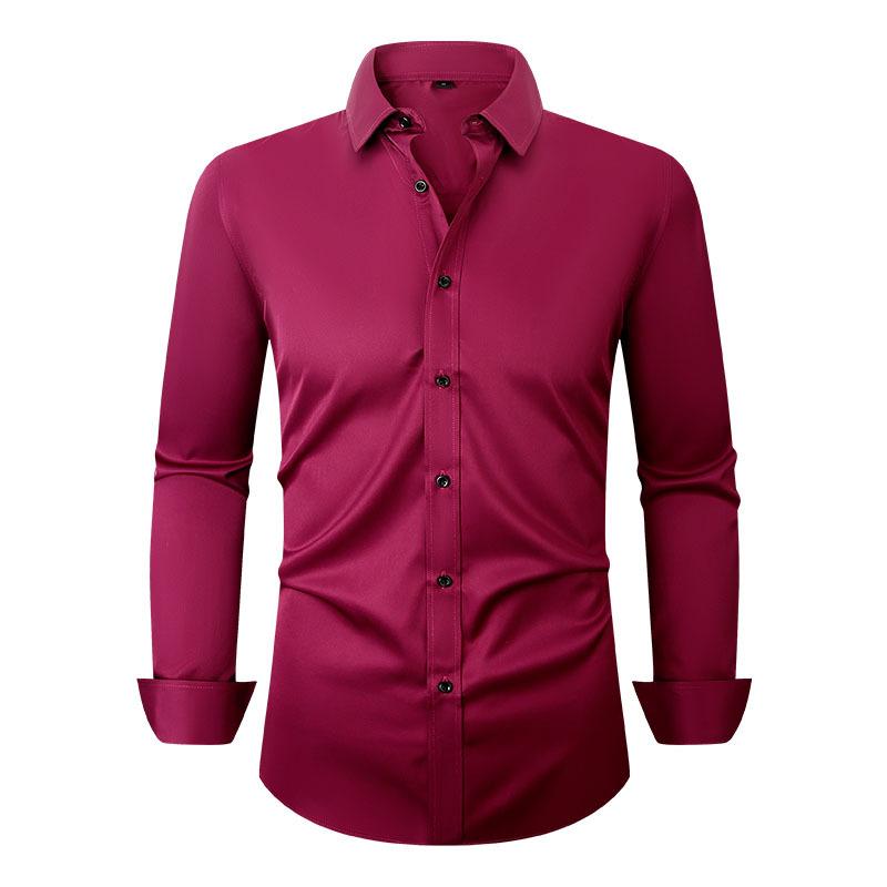 Men's Fashion Stretch Shirt: Crease-Resistant Plain-Coloured Long-Sleeved Business Shirt – Lightweight Men's Shirt