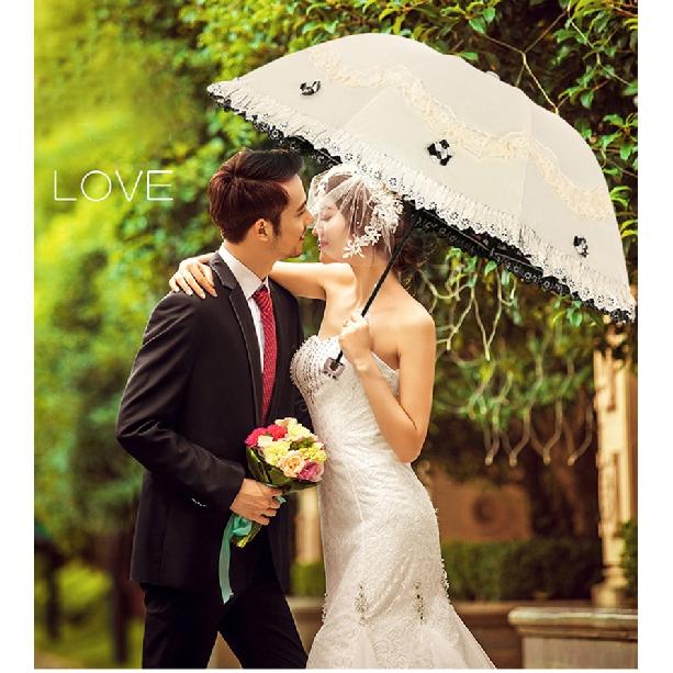 Lace Flower Women Sun Parasol Sunscreen Portable Compact Black Coating Anti UV Rain Umbrella Girl Princess Sunshades