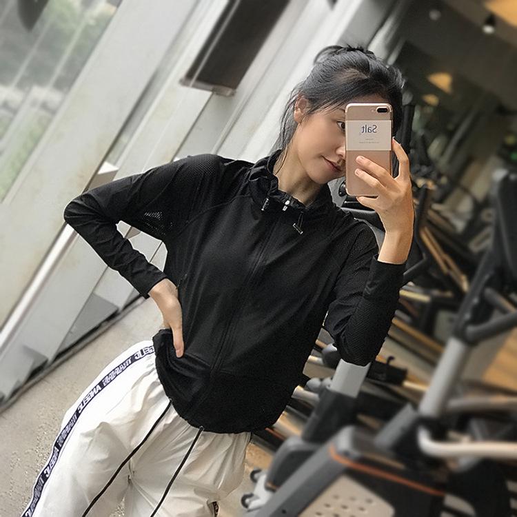 Женская быстросохнущая осенняя сетчатая спортивная куртка - Длинный рукав, Свободный крой, Повседневный топ на молнии для бега и йоги