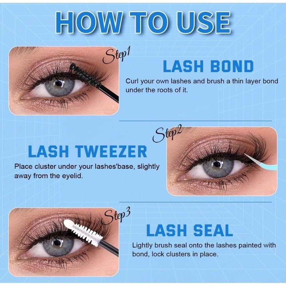640Pcs 8-16mm Length Fake Eyelash Wispy Style DIY Lash Extension Kit 3D Faux Mink Lash Easy Removal