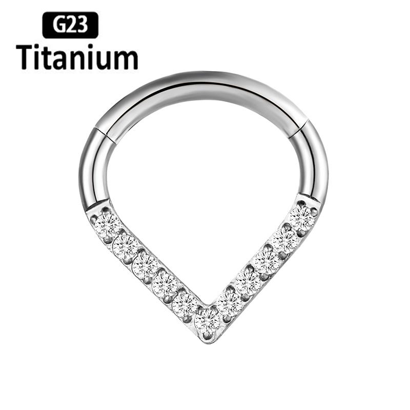 Титан G23 Высокое качество Капля воды Пирсинг септума Кликер Кольца для носа 16G Сегмент Трагус Хрящ Дейт Серьги-кольца Циркон